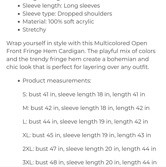 NWT BOHO LONG LENGTH BLACK CARDIGAN WITH FRINGE 3X(18/20) - Picture 3 of 4